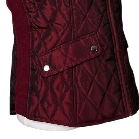 Westport Quilted Vest Zip Front Snap Pockets Padded Deep Red Women's Size Large - Picture 10 of 12